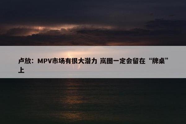 卢放：MPV市场有很大潜力 岚图一定会留在“牌桌”上