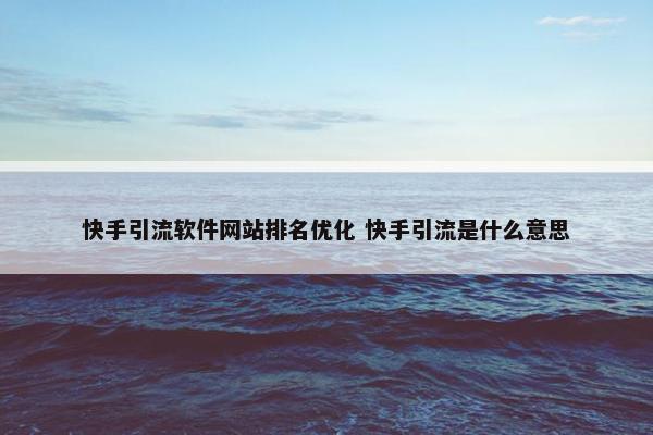 快手引流软件网站排名优化 快手引流是什么意思