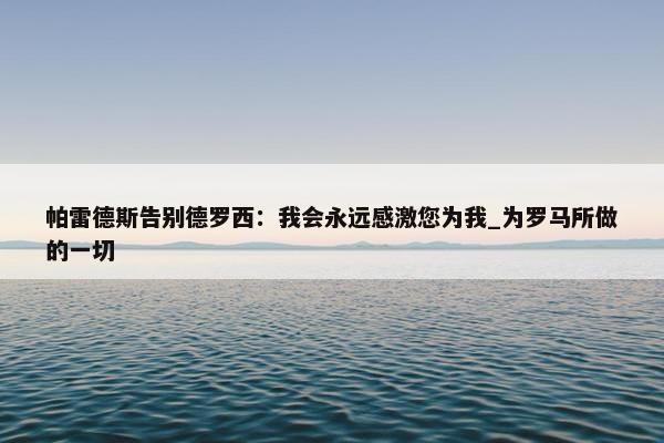 帕雷德斯告别德罗西：我会永远感激您为我_为罗马所做的一切