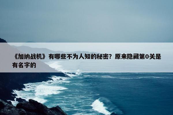 《加纳战机》有哪些不为人知的秘密？原来隐藏第0关是有名字的