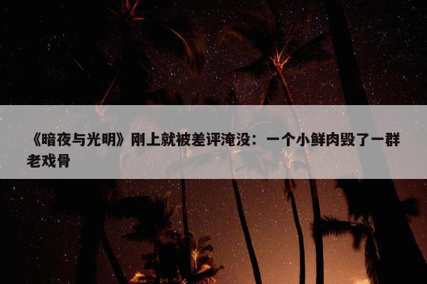 《暗夜与光明》刚上就被差评淹没：一个小鲜肉毁了一群老戏骨