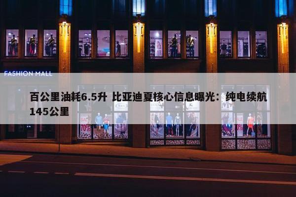 百公里油耗6.5升 比亚迪夏核心信息曝光：纯电续航145公里