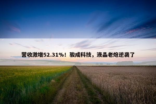 营收激增52.31%！骏成科技，液晶老炮逆袭了