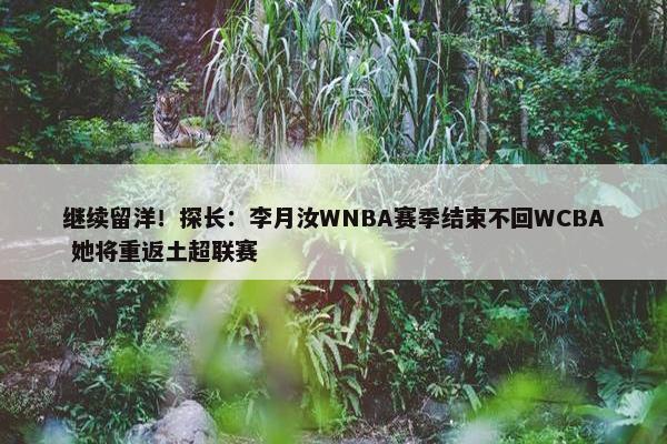 继续留洋！探长：李月汝WNBA赛季结束不回WCBA 她将重返土超联赛