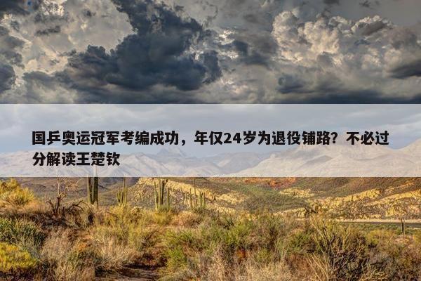 国乒奥运冠军考编成功，年仅24岁为退役铺路？不必过分解读王楚钦