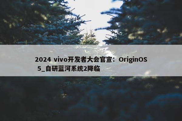 2024 vivo开发者大会官宣：OriginOS 5_自研蓝河系统2降临