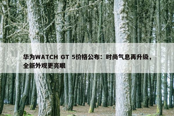 华为WATCH GT 5价格公布：时尚气息再升级，全新外观更亮眼