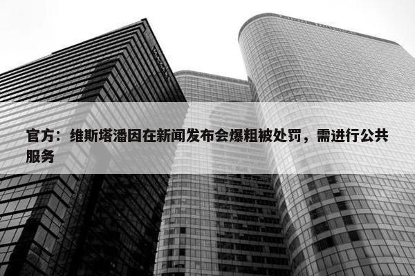 官方：维斯塔潘因在新闻发布会爆粗被处罚，需进行公共服务