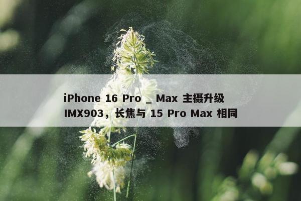 iPhone 16 Pro _ Max 主摄升级 IMX903，长焦与 15 Pro Max 相同