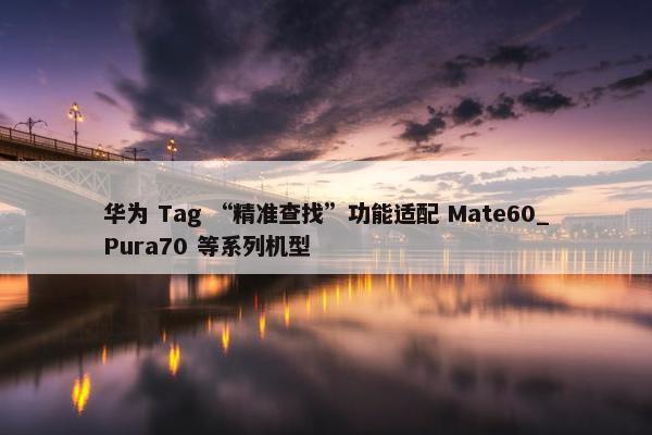 华为 Tag “精准查找”功能适配 Mate60_Pura70 等系列机型