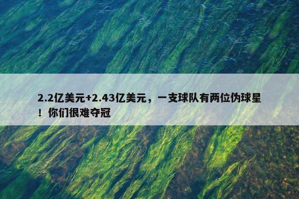 2.2亿美元+2.43亿美元，一支球队有两位伪球星！你们很难夺冠