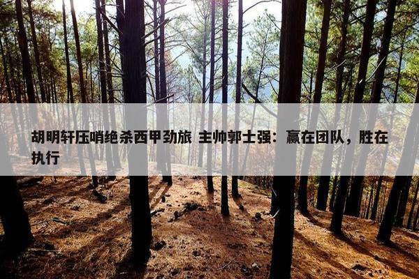 胡明轩压哨绝杀西甲劲旅 主帅郭士强：赢在团队，胜在执行