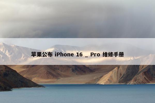 苹果公布 iPhone 16 _ Pro 维修手册