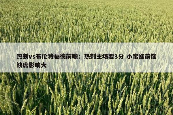 热刺vs布伦特福德前瞻：热刺主场要3分 小蜜蜂前锋缺席影响大