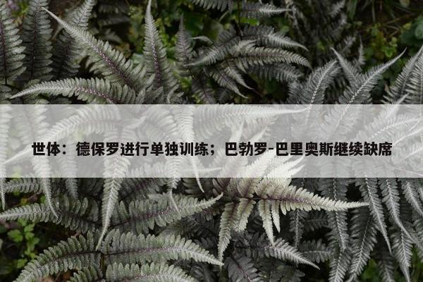 世体：德保罗进行单独训练；巴勃罗-巴里奥斯继续缺席