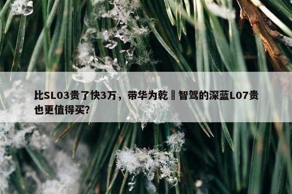 比SL03贵了快3万，带华为乾崑智驾的深蓝L07贵也更值得买？