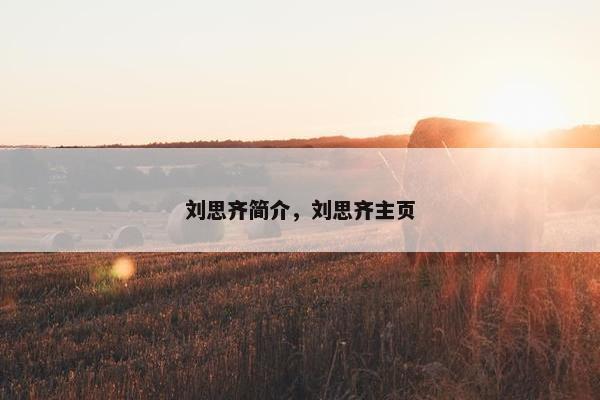 刘思齐简介，刘思齐主页