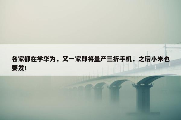 各家都在学华为，又一家即将量产三折手机，之后小米也要发！