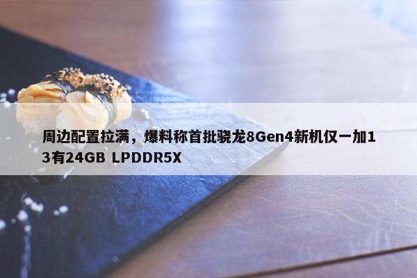 周边配置拉满，爆料称首批骁龙8Gen4新机仅一加13有24GB LPDDR5X