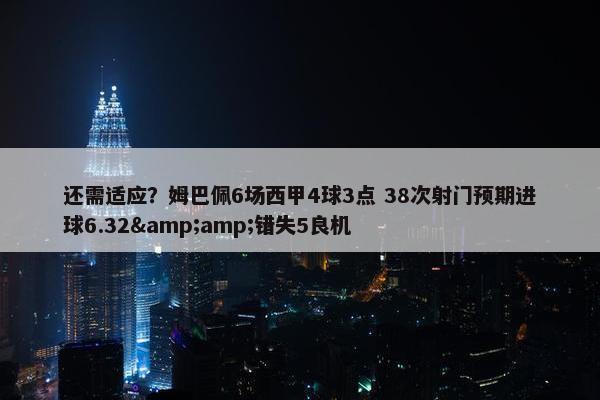 还需适应？姆巴佩6场西甲4球3点 38次射门预期进球6.32&amp;错失5良机