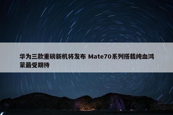 华为三款重磅新机将发布 Mate70系列搭载纯血鸿蒙最受期待