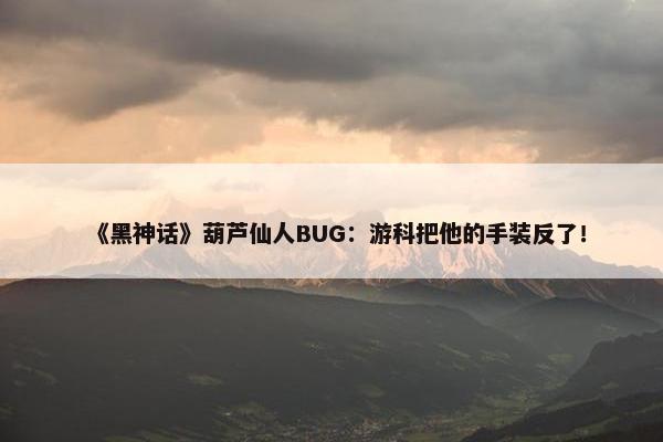 《黑神话》葫芦仙人BUG：游科把他的手装反了！