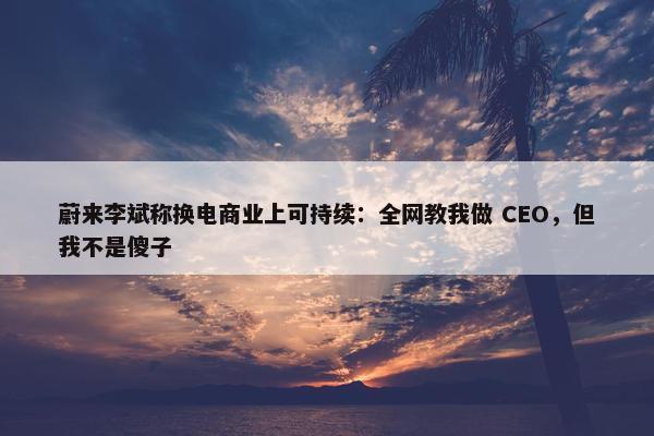 蔚来李斌称换电商业上可持续：全网教我做 CEO，但我不是傻子