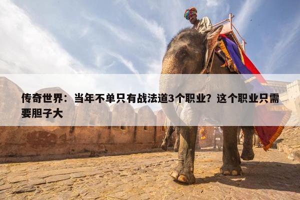 传奇世界：当年不单只有战法道3个职业？这个职业只需要胆子大