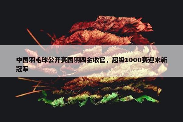 中国羽毛球公开赛国羽四金收官，超级1000赛迎来新冠军