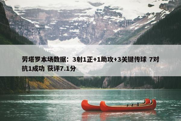 劳塔罗本场数据：3射1正+1助攻+3关键传球 7对抗1成功 获评7.1分