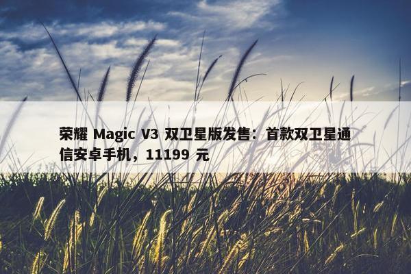 荣耀 Magic V3 双卫星版发售：首款双卫星通信安卓手机，11199 元