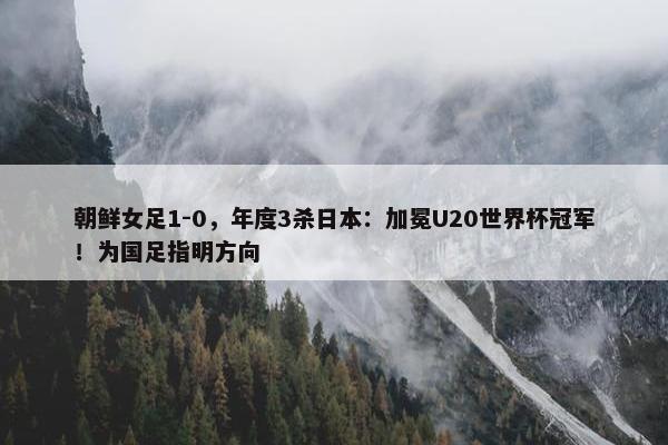 朝鲜女足1-0，年度3杀日本：加冕U20世界杯冠军！为国足指明方向
