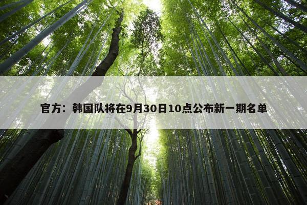 官方：韩国队将在9月30日10点公布新一期名单