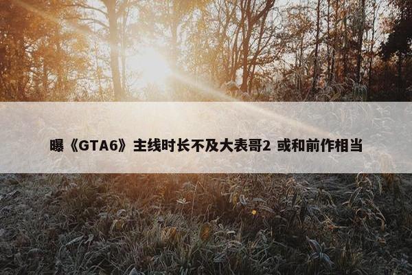 曝《GTA6》主线时长不及大表哥2 或和前作相当