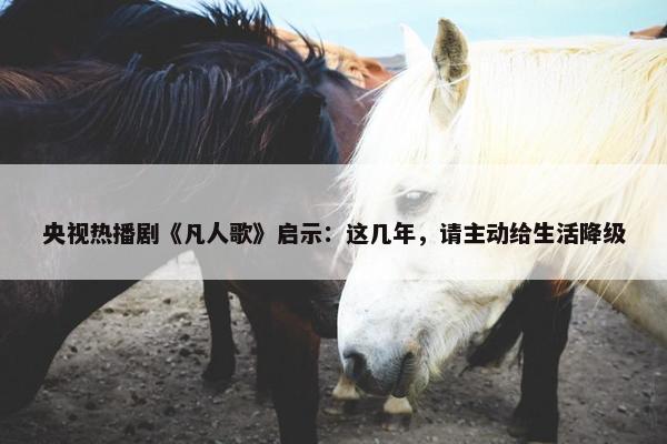 央视热播剧《凡人歌》启示：这几年，请主动给生活降级