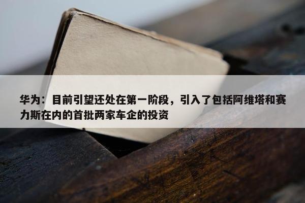 华为：目前引望还处在第一阶段，引入了包括阿维塔和赛力斯在内的首批两家车企的投资