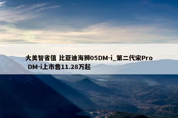 大美智省值 比亚迪海狮05DM-i_第二代宋Pro DM-i上市售11.28万起