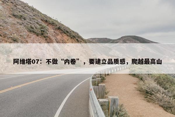 阿维塔07：不做“内卷”，要建立品质感，爬越最高山