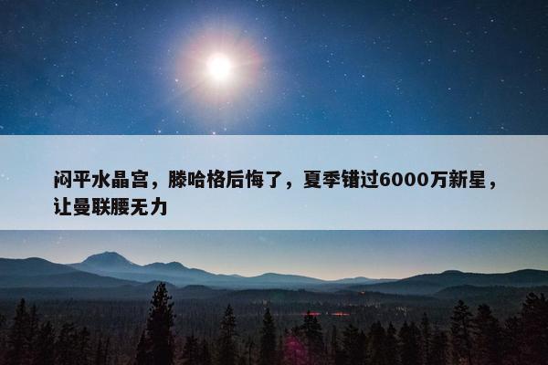 闷平水晶宫，滕哈格后悔了，夏季错过6000万新星，让曼联腰无力