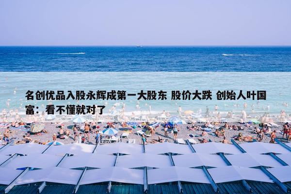 名创优品入股永辉成第一大股东 股价大跌 创始人叶国富：看不懂就对了