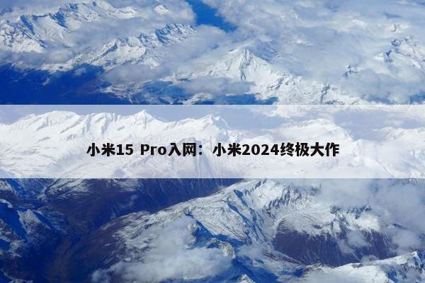 小米15 Pro入网：小米2024终极大作