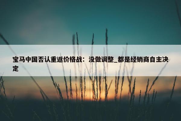 宝马中国否认重返价格战：没做调整_都是经销商自主决定