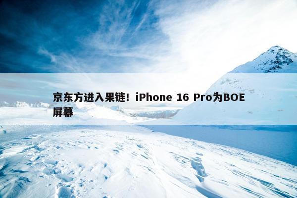 京东方进入果链！iPhone 16 Pro为BOE屏幕