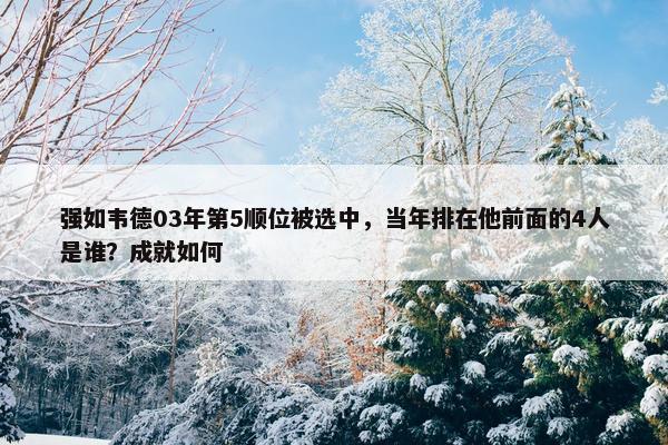 强如韦德03年第5顺位被选中，当年排在他前面的4人是谁？成就如何