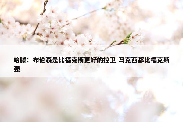 哈滕：布伦森是比福克斯更好的控卫 马克西都比福克斯强