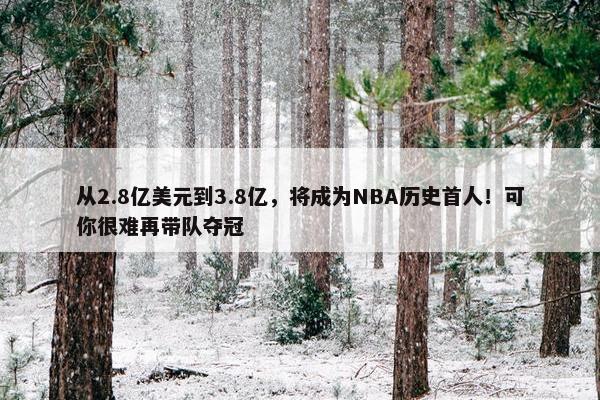 从2.8亿美元到3.8亿，将成为NBA历史首人！可你很难再带队夺冠