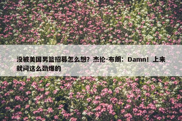 没被美国男篮招募怎么想？杰伦-布朗：Damn！上来就问这么劲爆的