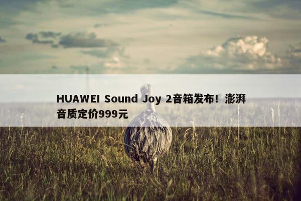 HUAWEI Sound Joy 2音箱发布！澎湃音质定价999元