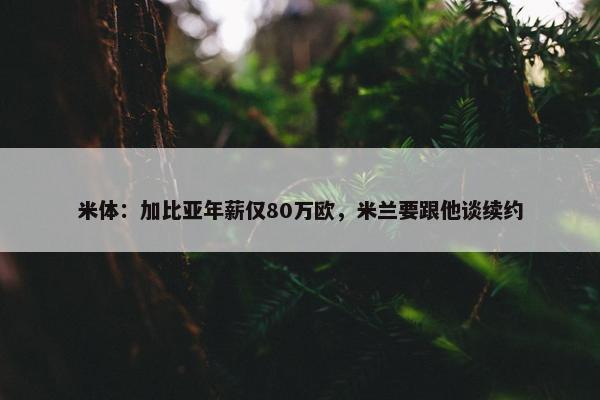 米体：加比亚年薪仅80万欧，米兰要跟他谈续约