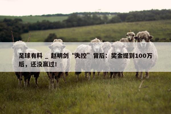 足球有料 _ 赵明剑“失控”背后：奖金提到100万后，还没赢过！